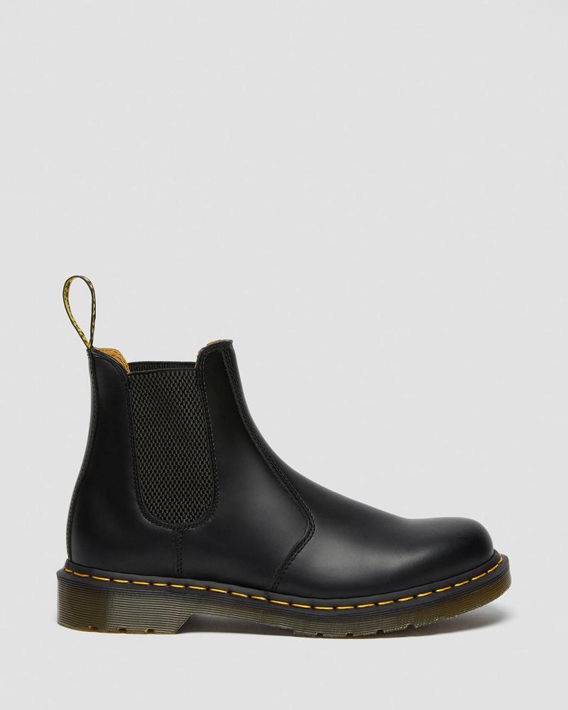 Dr Martens 2976 Yellow Stitch Smooth Leren Laarsjes Heren Zwart | NL 314AHK